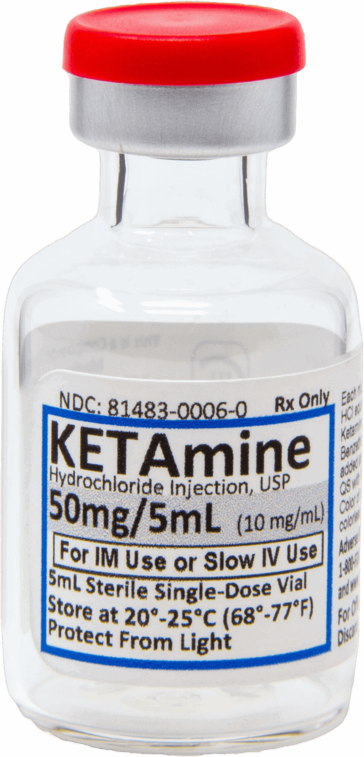Ketamine hydrochloride injection USP 50 mg per 5 mL single-dose vial manufactured by Medivant Healthcare