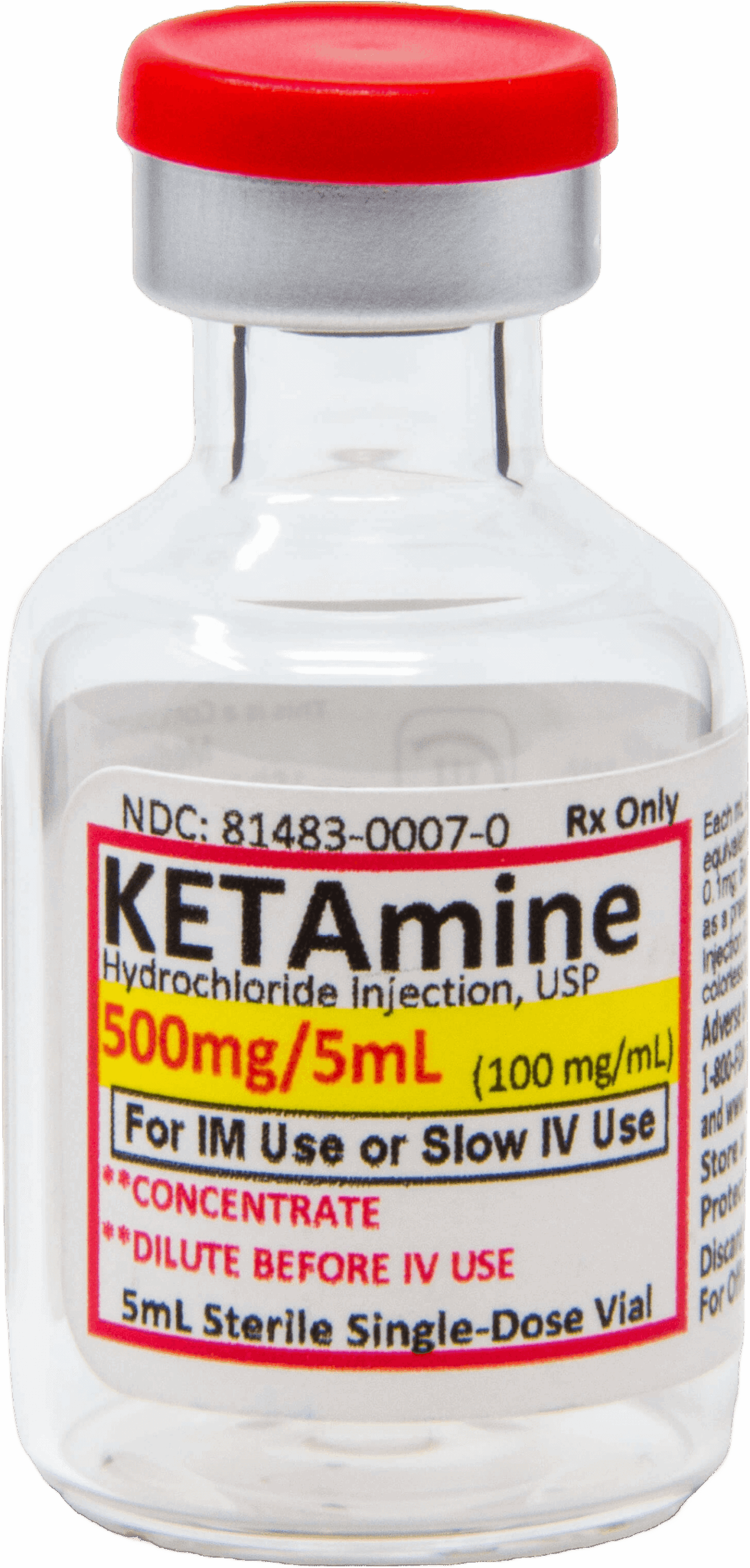 Ketamine hydrochloride injection USP 500 mg per 5 mL single-dose vial manufactured by Medivant Healthcare